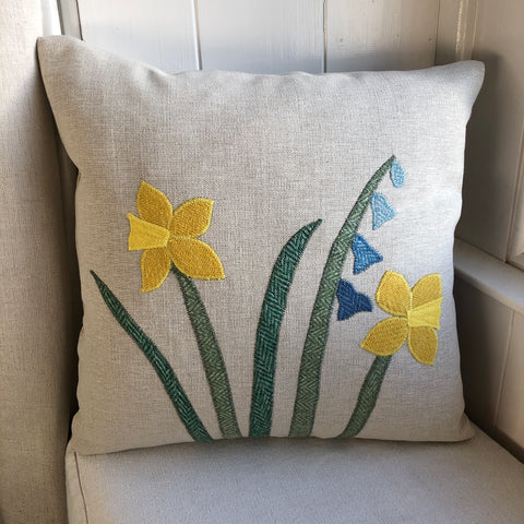 Daffodil & Bluebell cushion