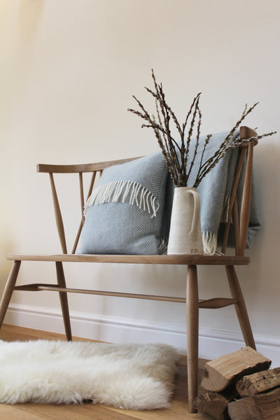 Duck egg blue wool throw