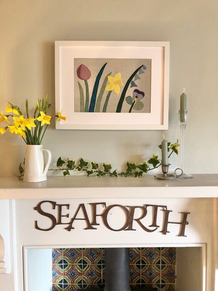 Handmade framed textile art