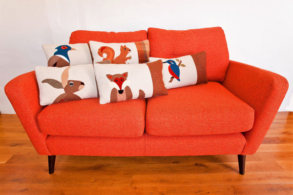 Handmade Hare Cushion in Mixed Tweeds and Welsh woven wools