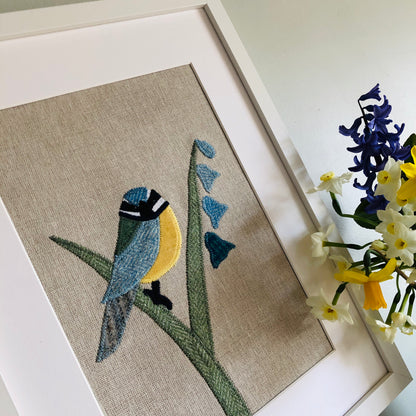 Blue Tit Framed Textile Art