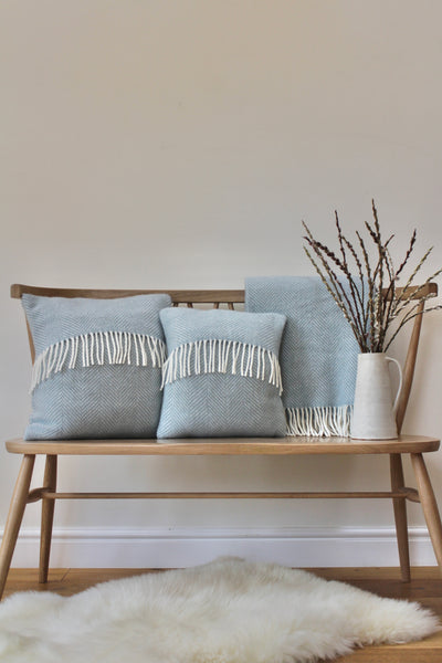 Duck egg blue wool throw