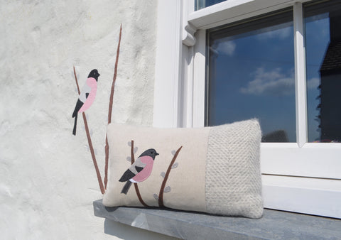 Handmade Bullfinch cushion