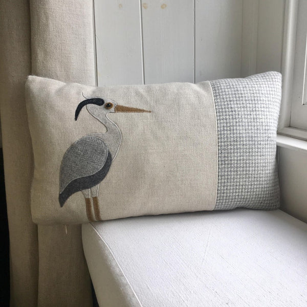 Handmade Heron cushion