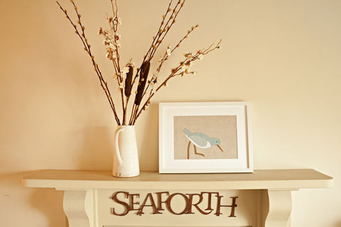 Handmade Framed Oystercatcher Applique Picture