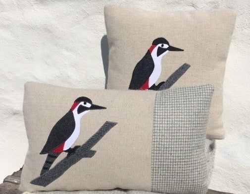 Handmade Woodpecker cushion