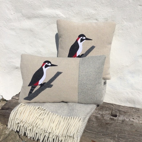 Handmade Woodpecker cushion